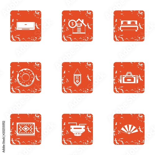 Pecuniary icons set. Grunge set of 9 pecuniary vector icons for web isolated on white background