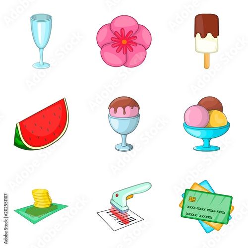 Wine party icons set. Cartoon set of 9 wine party vector icons for web isolated on white background