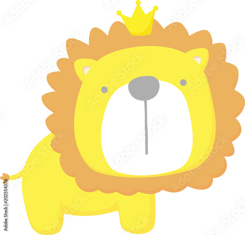 Fototapeta Naklejka Na Ścianę i Meble -  cute baby lion king isolated on white background. flat design for baby and children