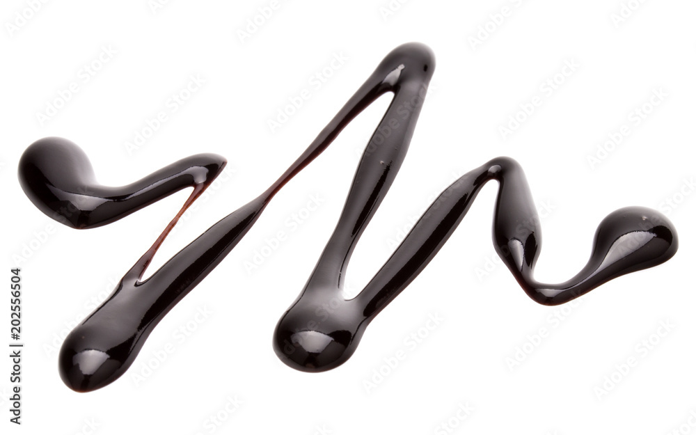 Chocolate syrup drop isolated on white background Chocolate syrup drop isolated on white background