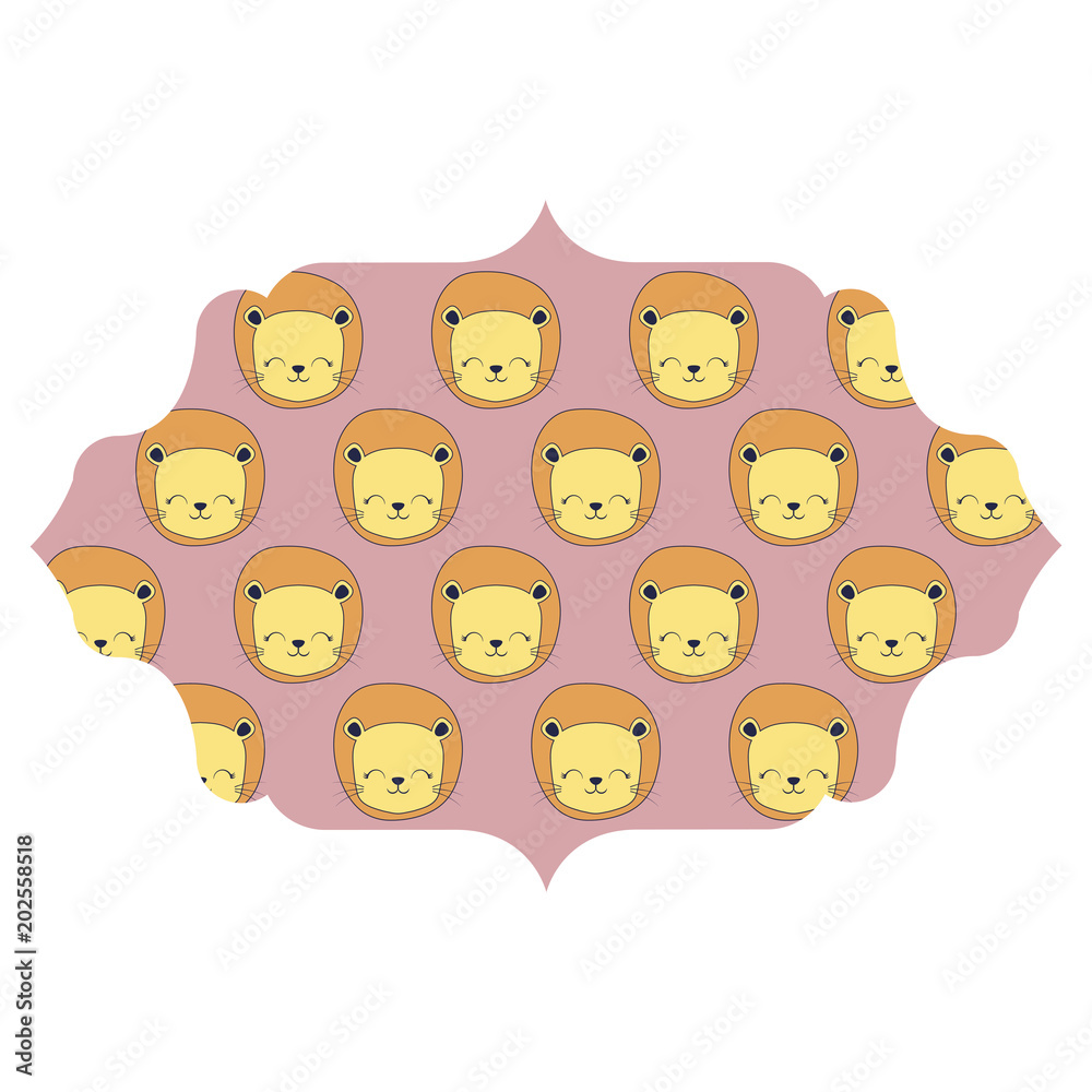 Fototapeta premium decorative arabic frame with cute lions over white background, colorful design. vector illustration