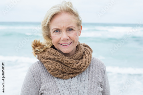 Portrait of a casual senior woman at beach