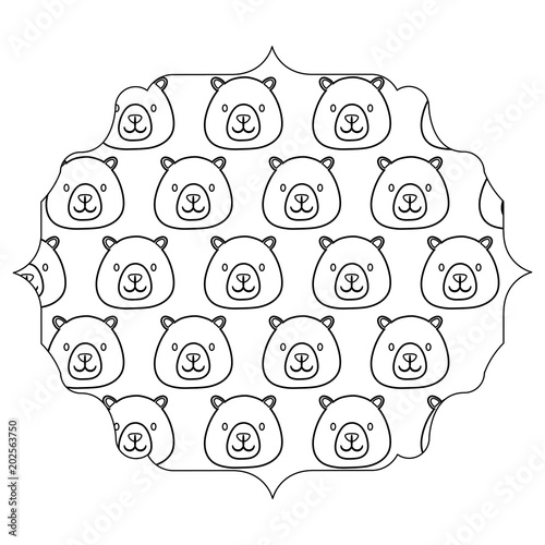 decorative arabic frame with cute bears over white background, vector illustration photo