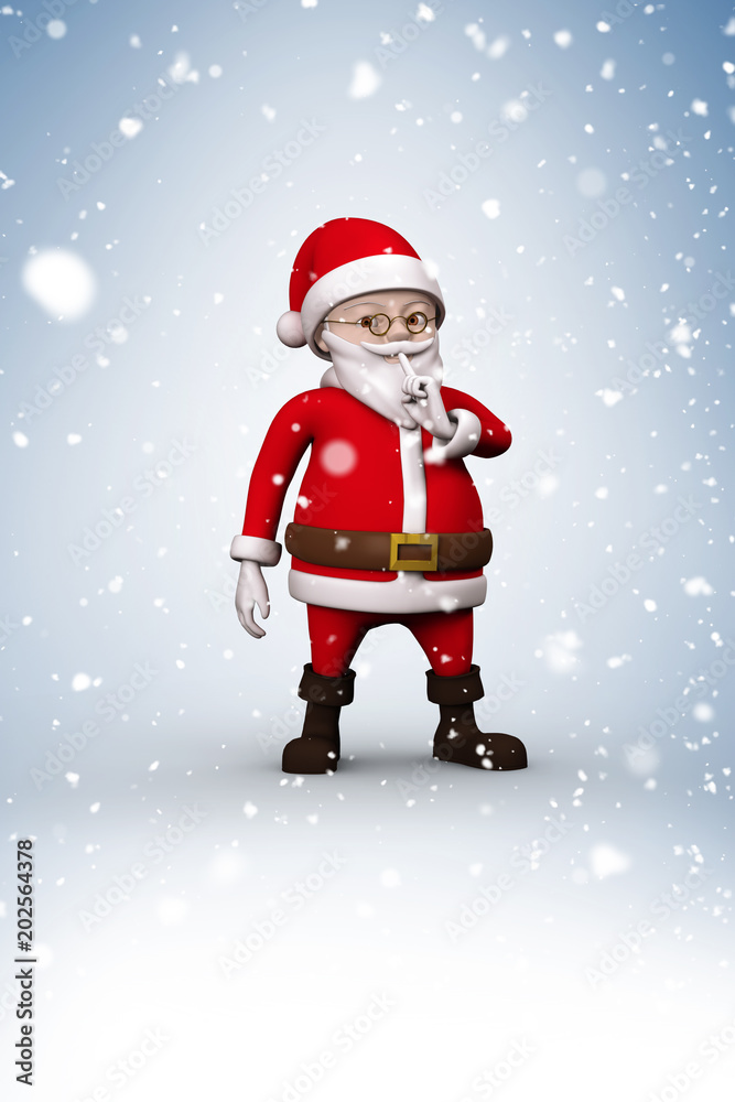 Composite image of cartoon santa with snow falling Composite image of cartoon santa with snow falling