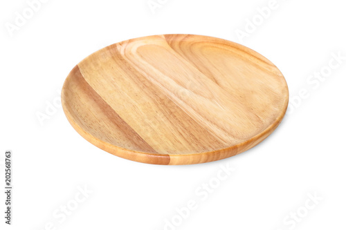 Round Wood plate isolate on white background