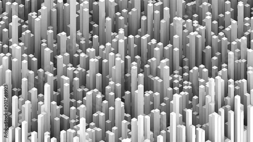 Fototapeta Wiele abstrakcjonistyczni prostokątni bloki, optyczny złudzenie, nowożytny komputer wytwarzający 3D renderingu tło