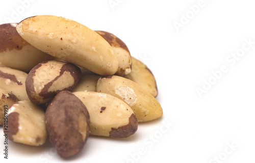 Whole Brazil Nuts on a White Background