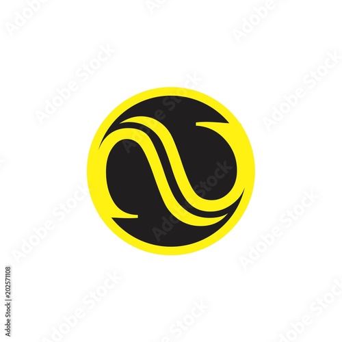 yellow letter nu in a black circle logo vector