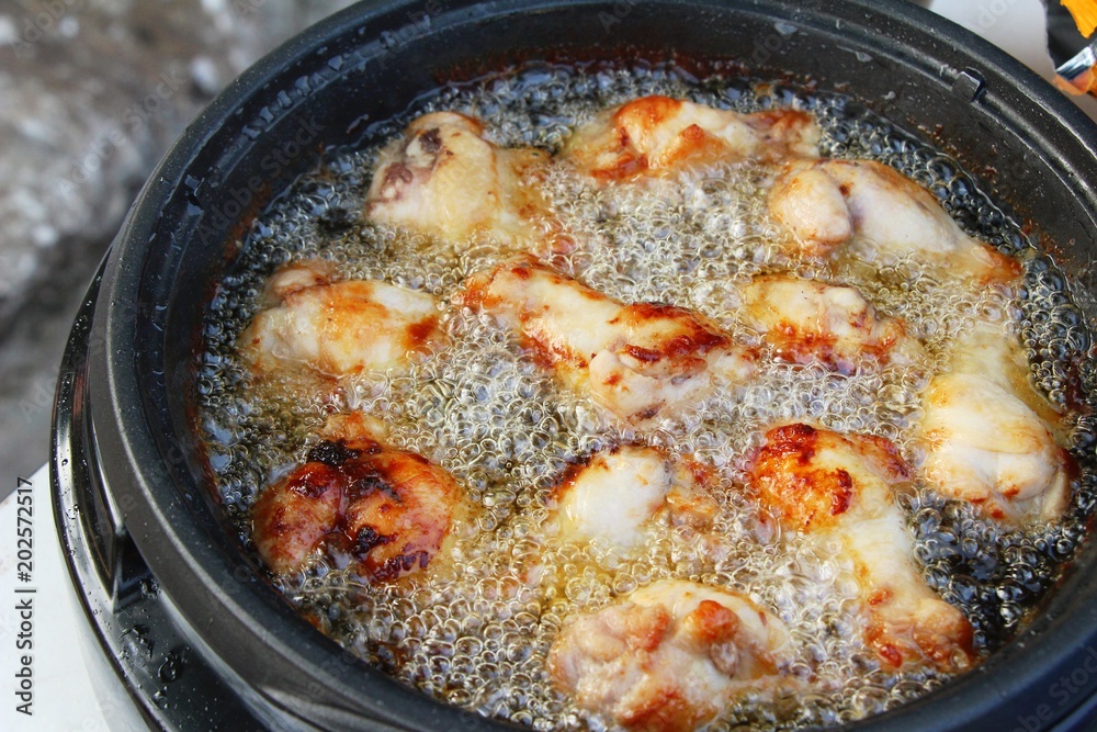 Fried chicken is delicious in street food Fried chicken is delicious in street food