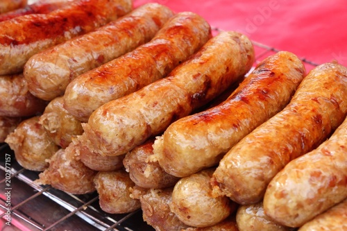 Grilled sausage asia is delicious in market