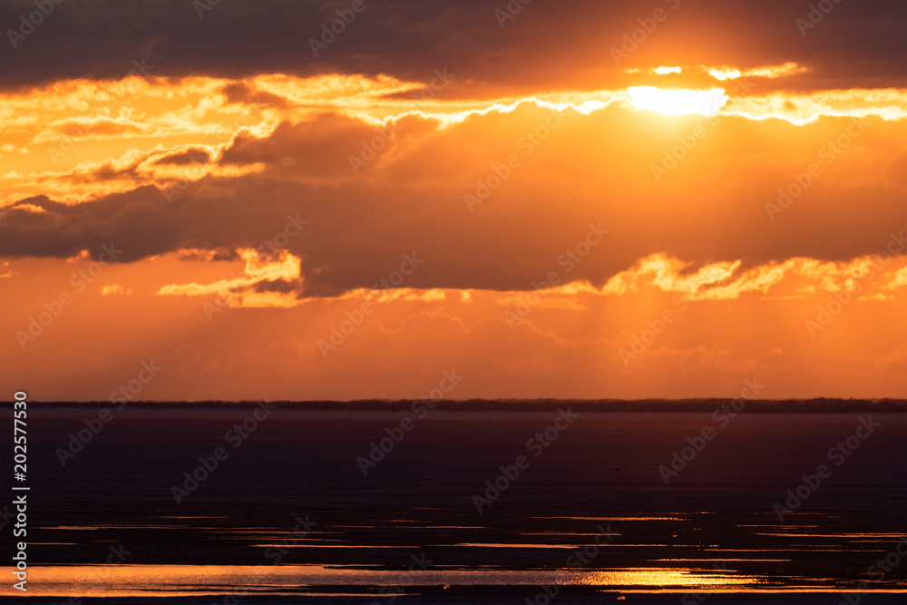 Sunset over the Ob reservoir.
