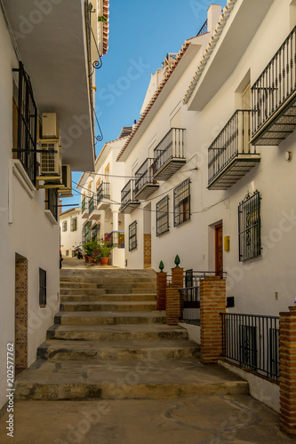 Beautiful views and streets of Frigiliana, village of Malaga on a summer day