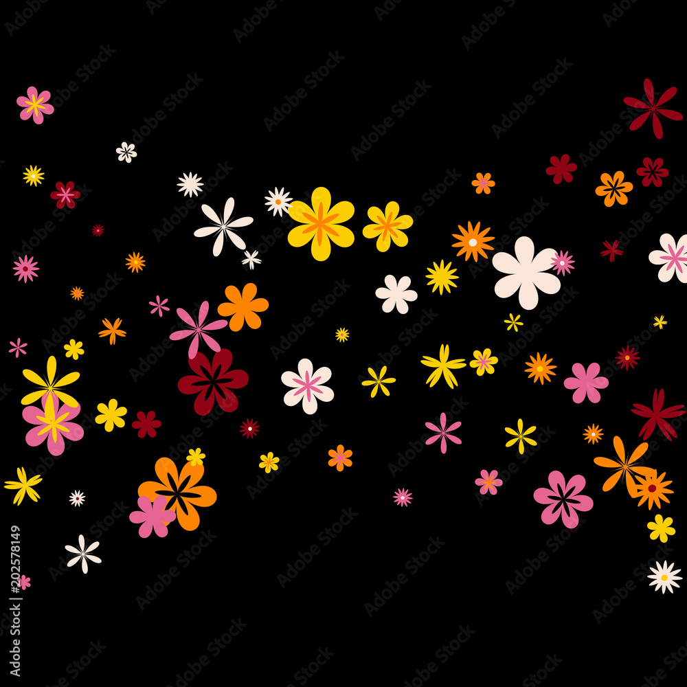 Cute Floral Pattern with Simple Small Flowers for Greeting Card or Poster. Naive Daisy Flowers in Primitive Style. Vector Background for Spring or Summer Design. Cute Floral Pattern with Simple Small Flowers for Greeting Card or Poster. Naive Daisy Flowers in Primitive Style. Vector Background for Spring or Summer Design.