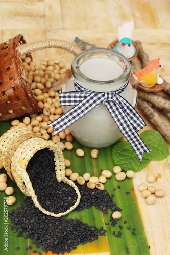 Soy bean milk mix black sesame delicious