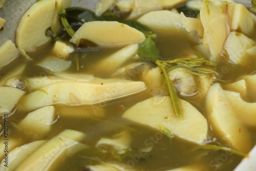 Bamboo shoot boiled soup with pork delicious