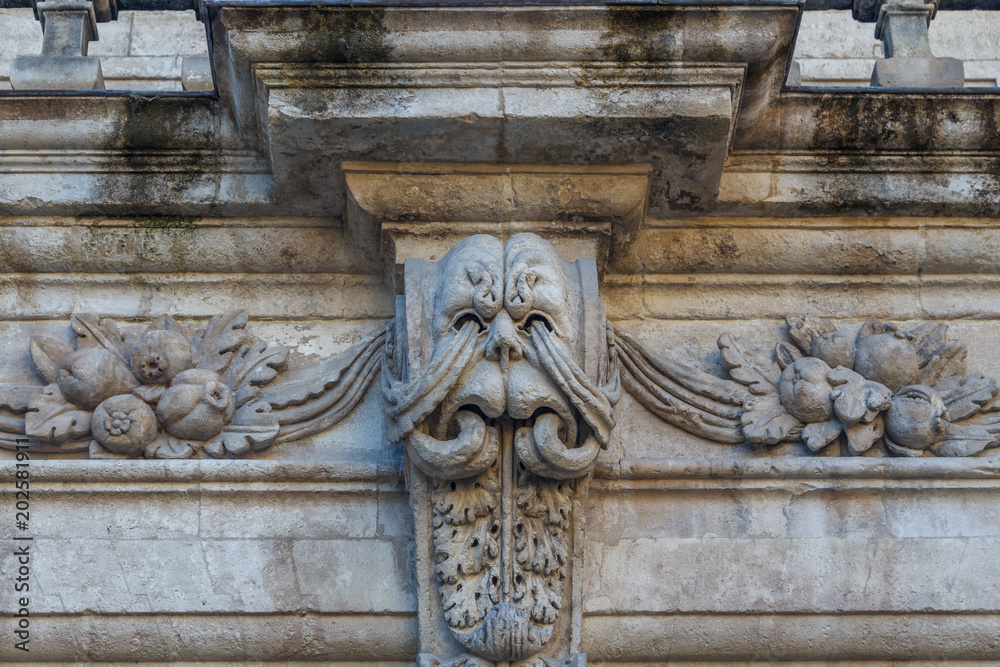 Detail of the old building in the historic centre of Villeneuve-les-Avignon, France