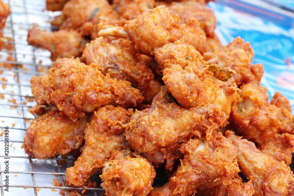Fried chicken is delicious in street food Fried chicken is delicious in street food