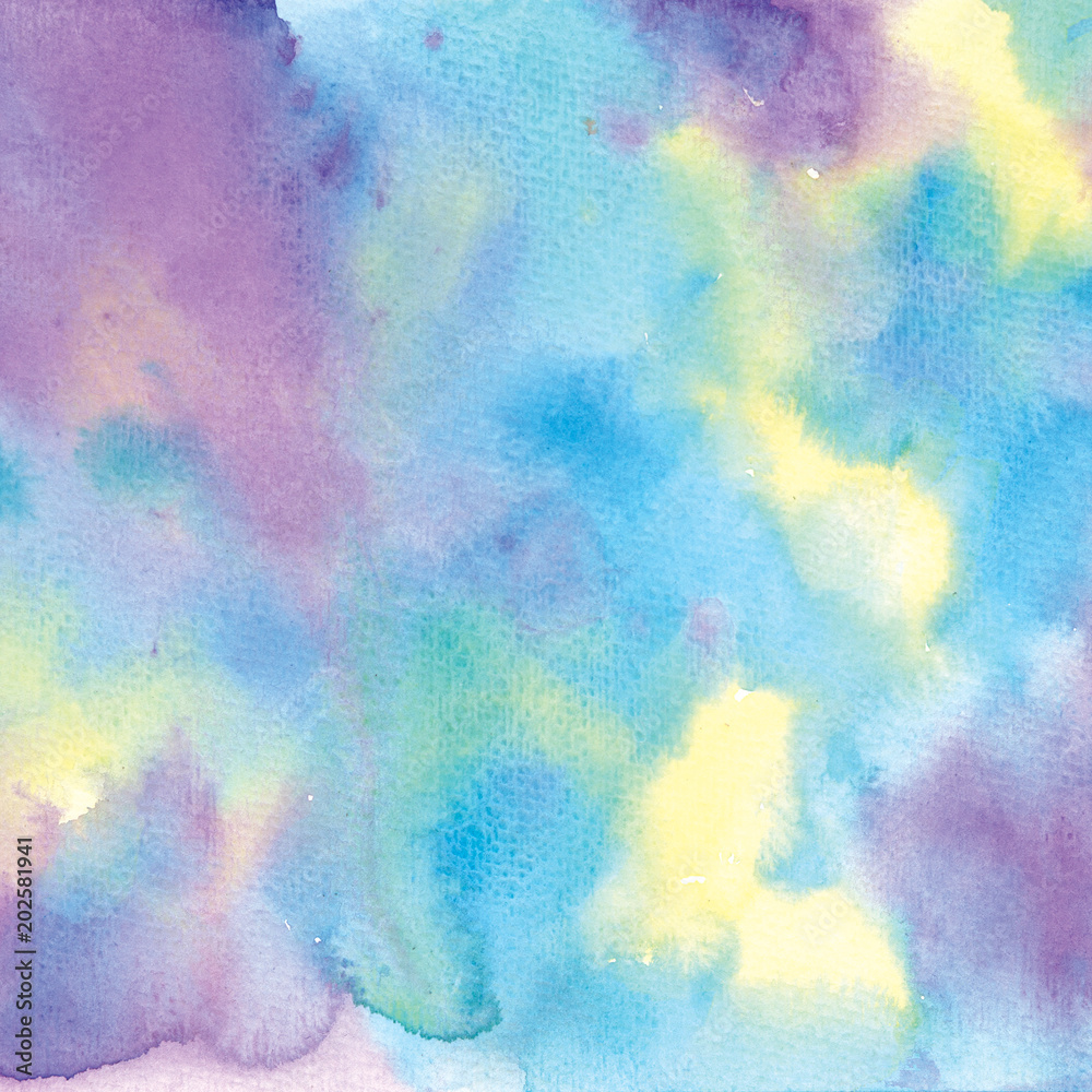 Watercolor abstract background with drops and splashes. Hand drawn illustration.