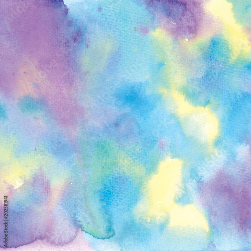 Watercolor abstract background with drops and splashes. Hand drawn illustration.