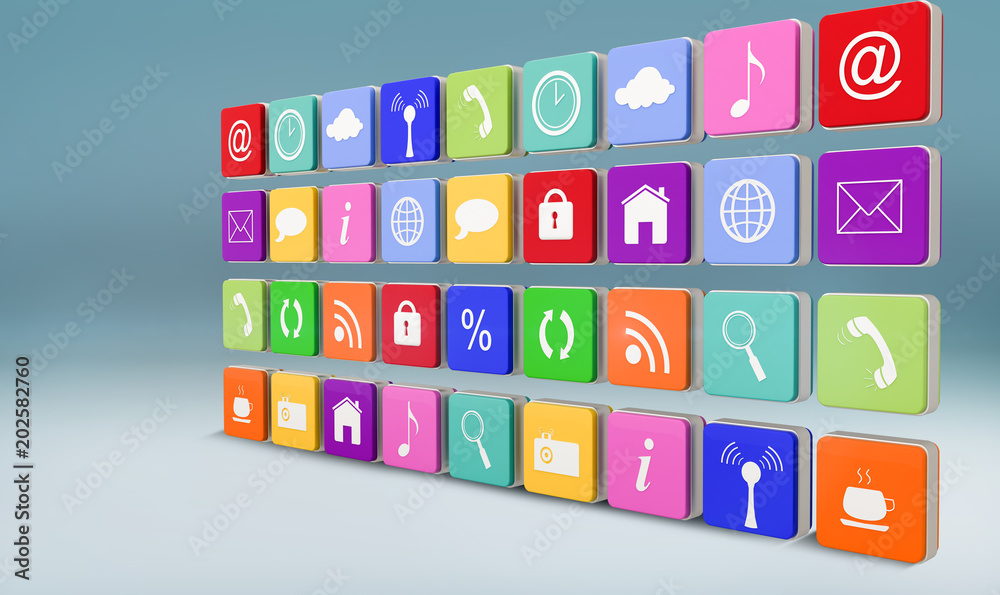 App wall against blue vignette background