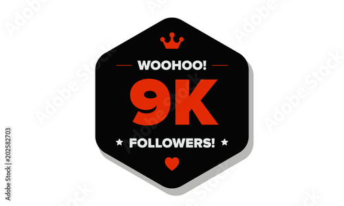 Woohoo 9K Followers Sticker for Social Media Page or Profile Post photo