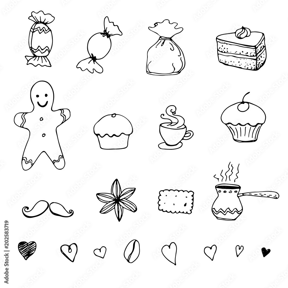 Fotografie set of doodles tea time