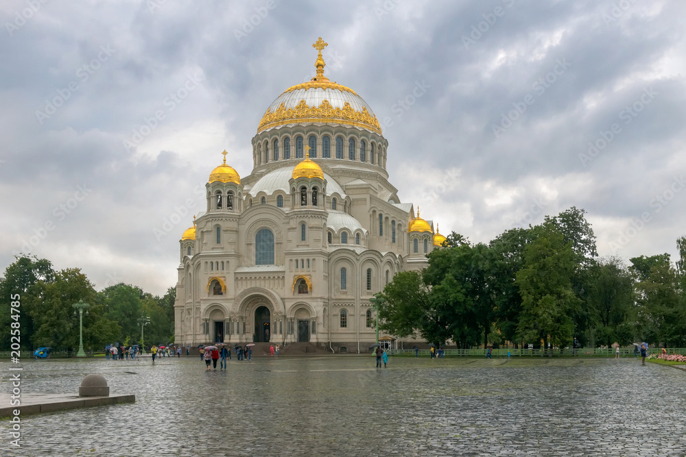 Kronstadt Naval Cathedral of Saint Nicholas near the Saint-Petersburg, Russia