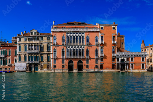 Venetian Gothic architecture building facade along the Grand Canal in Venice Italy © SvetlanaSF