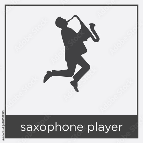 saxophone player icon isolated on white background