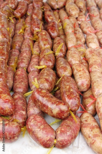 Sausage asia for cooking in the market