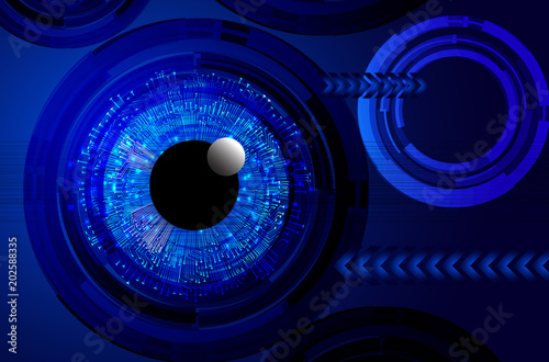 binary circuit board future technology, blue eye cyber security concept background, abstract hi speed digital internet.motion move blur. pixel vector