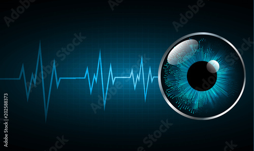 Heart beat, cardiogram. Pulse icon. blue eye background. EKG