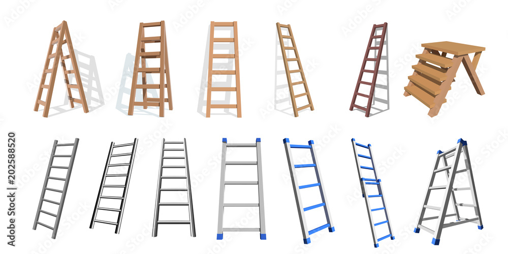 Ταπετσαρία Set of wooden and metall stairs