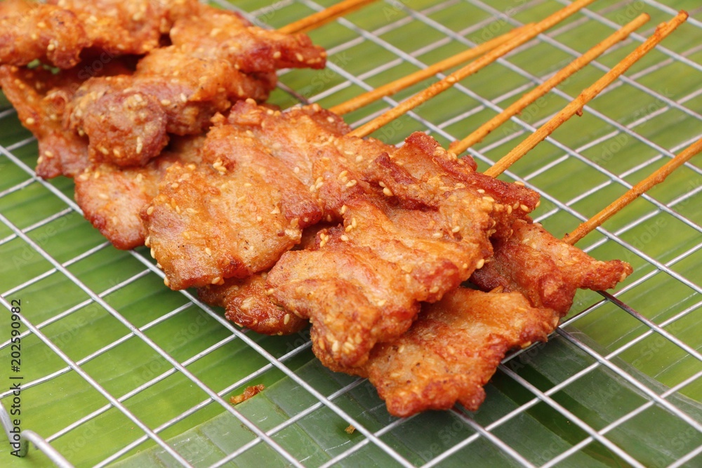 Roasted pork is delicious at street food Roasted pork is delicious at street food