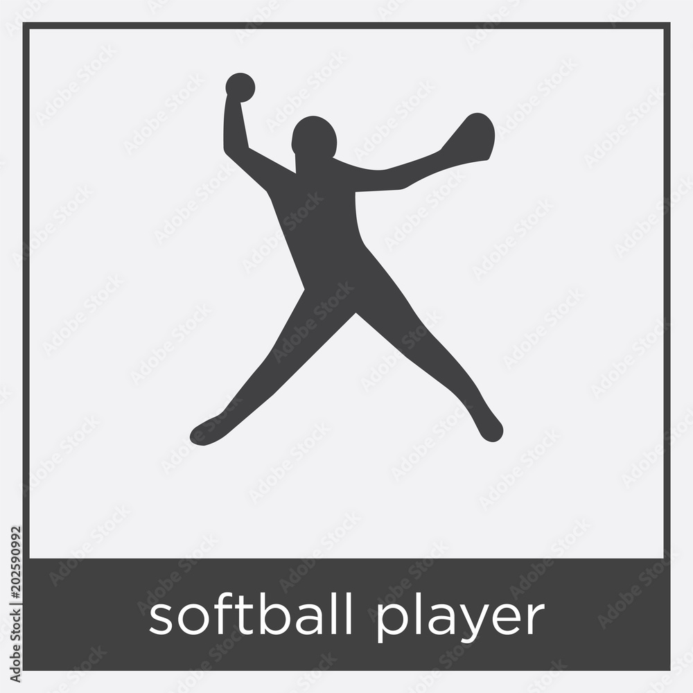 softball player icon isolated on white background