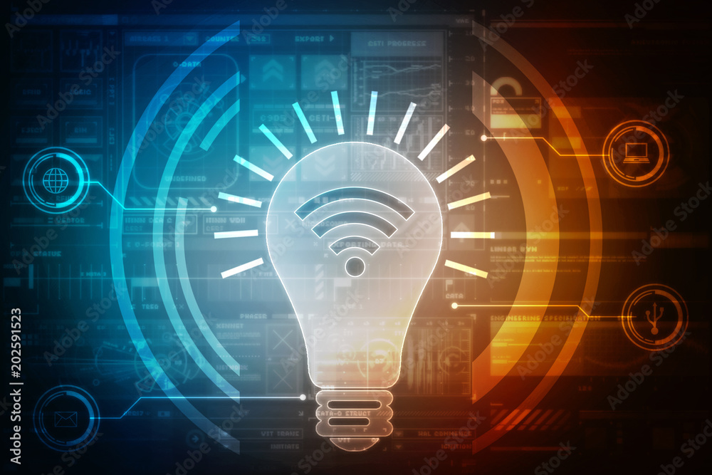 2d illustration wifi sin with bulb
2d illustration wifi sin with bulb