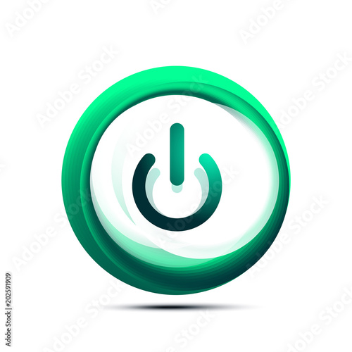 Glass transparent effect power start button, on off icon, vector UI or app symbol design