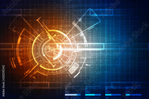 Wallpaper Mural 2d illustration Abstract futuristic electronic circuit technology background Torontodigital.ca