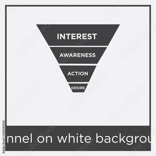 marketing funnel on white background, in black, icon isolated on white background