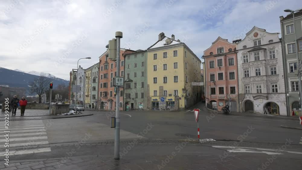 Colorful buildings on a street Colorful buildings on a street