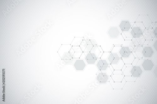 Hexagon background design. Geometric abstract background with molecular structure