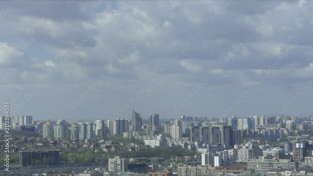 Kiev, 19 April 2018, Ukraine: Clouds are floating on the city. Time Laps
