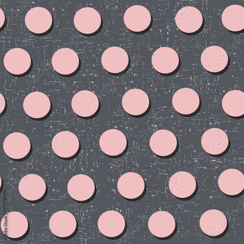 Creative seamless pattern polka dot in grey and pink colors.