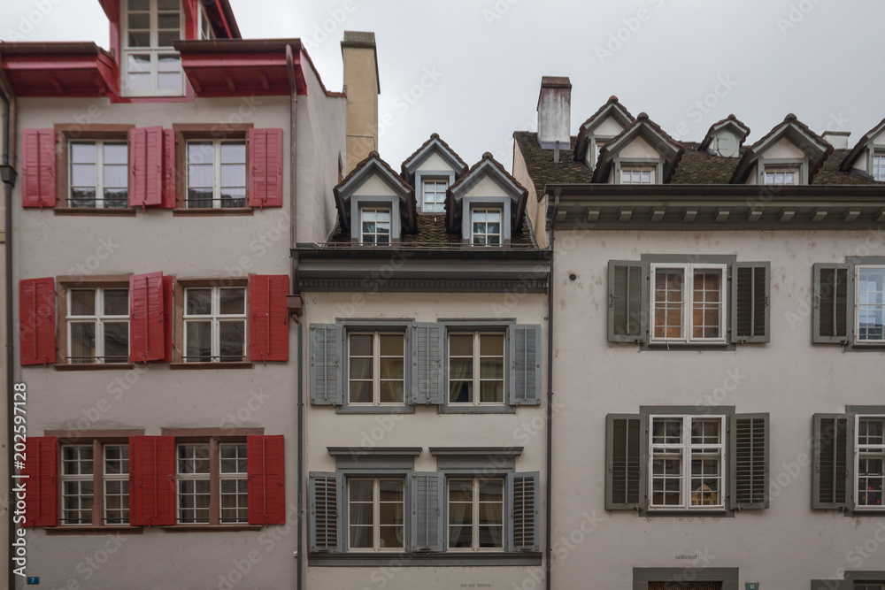 Colourful buildings in the old town of Basel, Switzerland