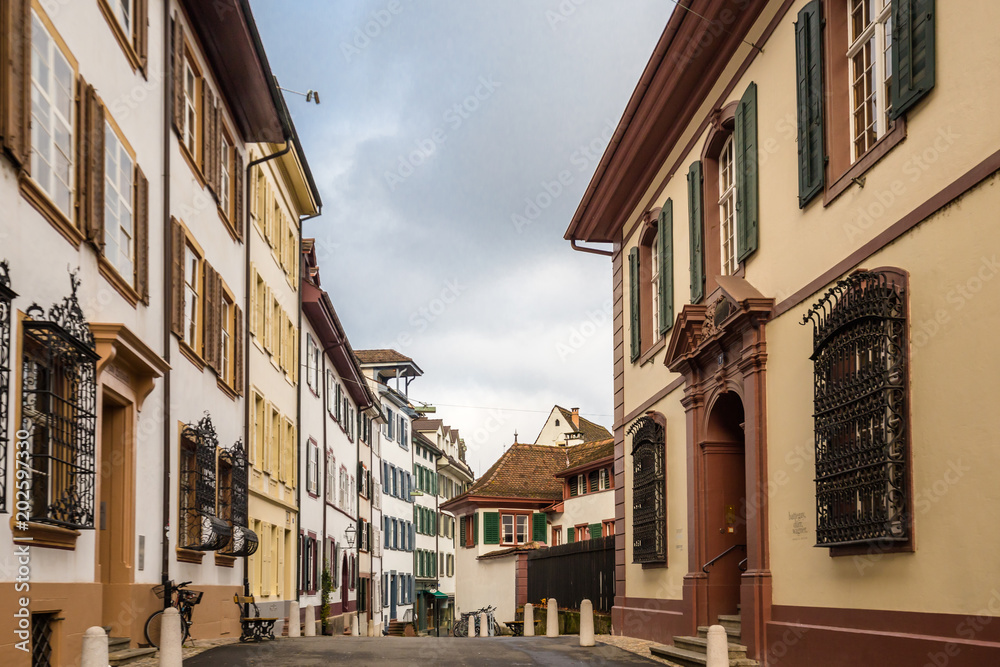 Colourful buildings in the old town of Basel