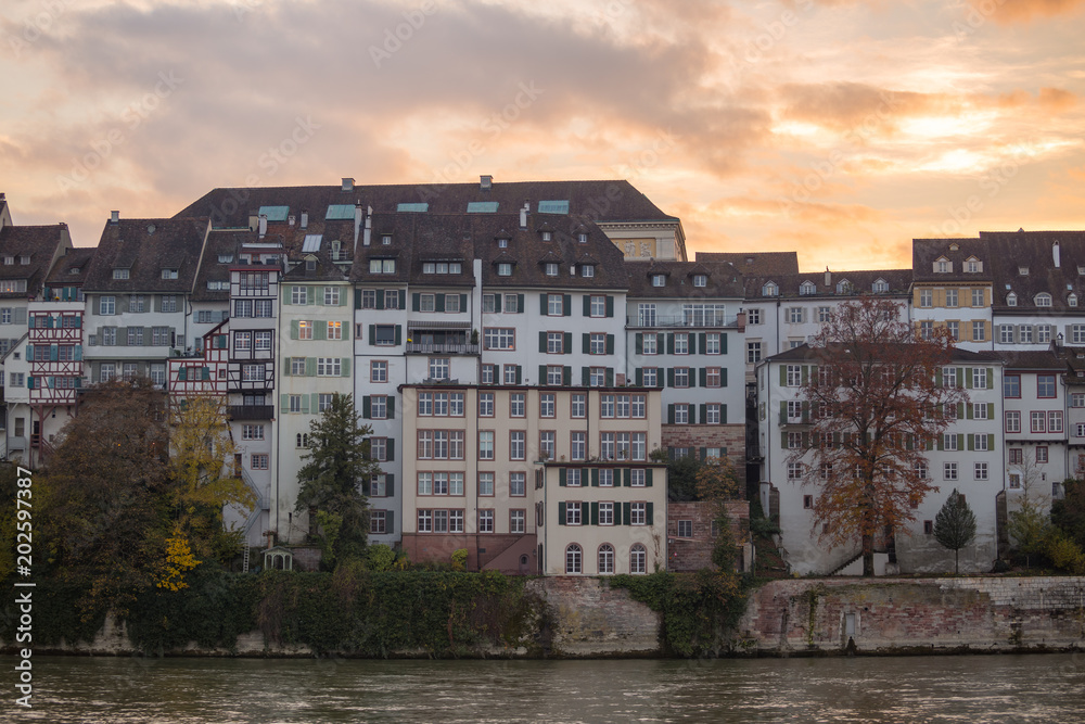 Riverside buildings in Grossbasel part of the Old Town of Basel