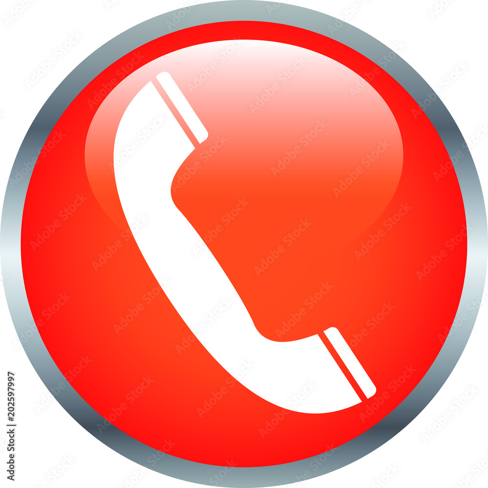 Red Colorful Shiny round button with phone mark Red Colorful Shiny round button with phone mark