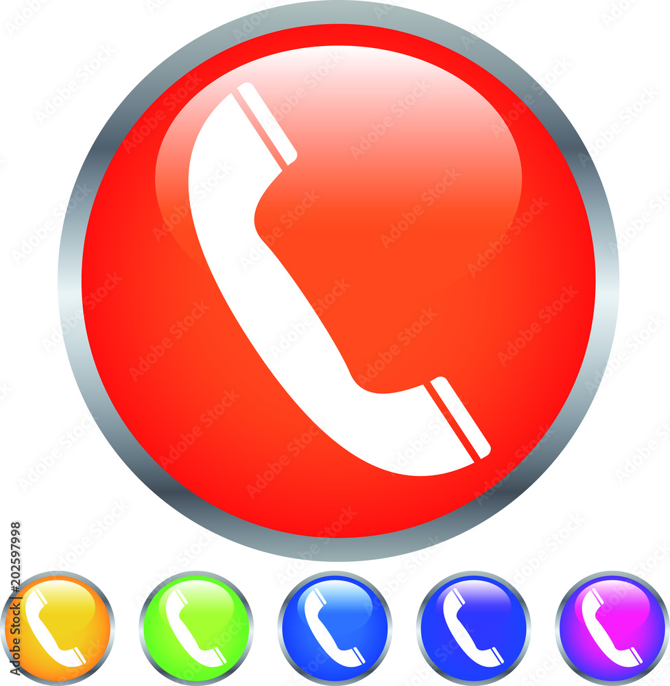 Colorful Shiny round button with phone mark set Colorful Shiny round button with phone mark set