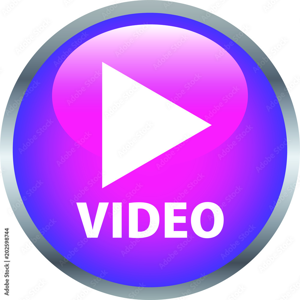 Pink Shiny round button with video mark Pink Shiny round button with video mark