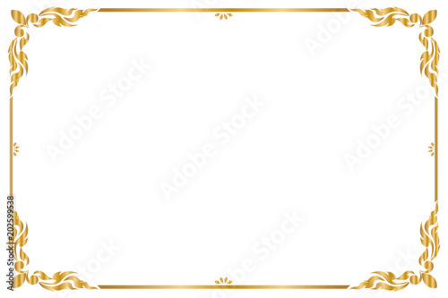 Decorative frame and border for design of greeting card wedding with copy space for add text message, Golden frame, Vector illustration